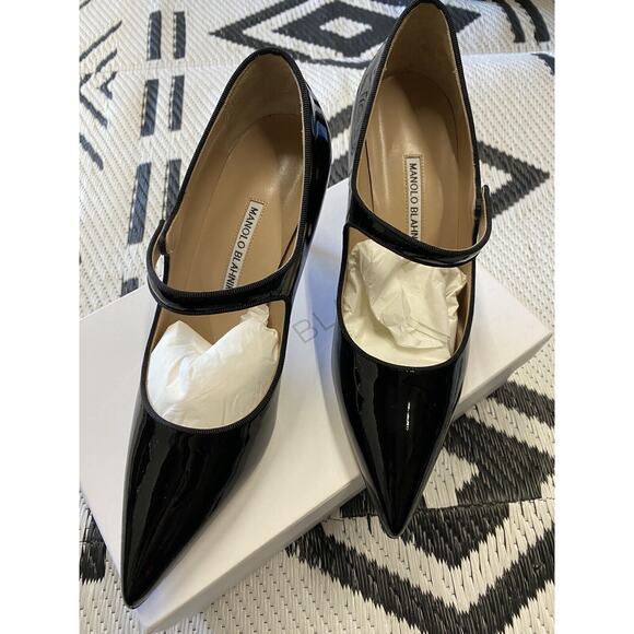 Manolo Blahnik CAMPARINEW 70 Black Patent Leather Size 41.5/11.5 US - Picture 2 of 9